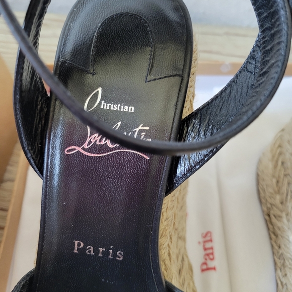 Christian Louboutin Mariza zeppa 130 black leather wedge sandals sz 39 - Picture 11 of 16